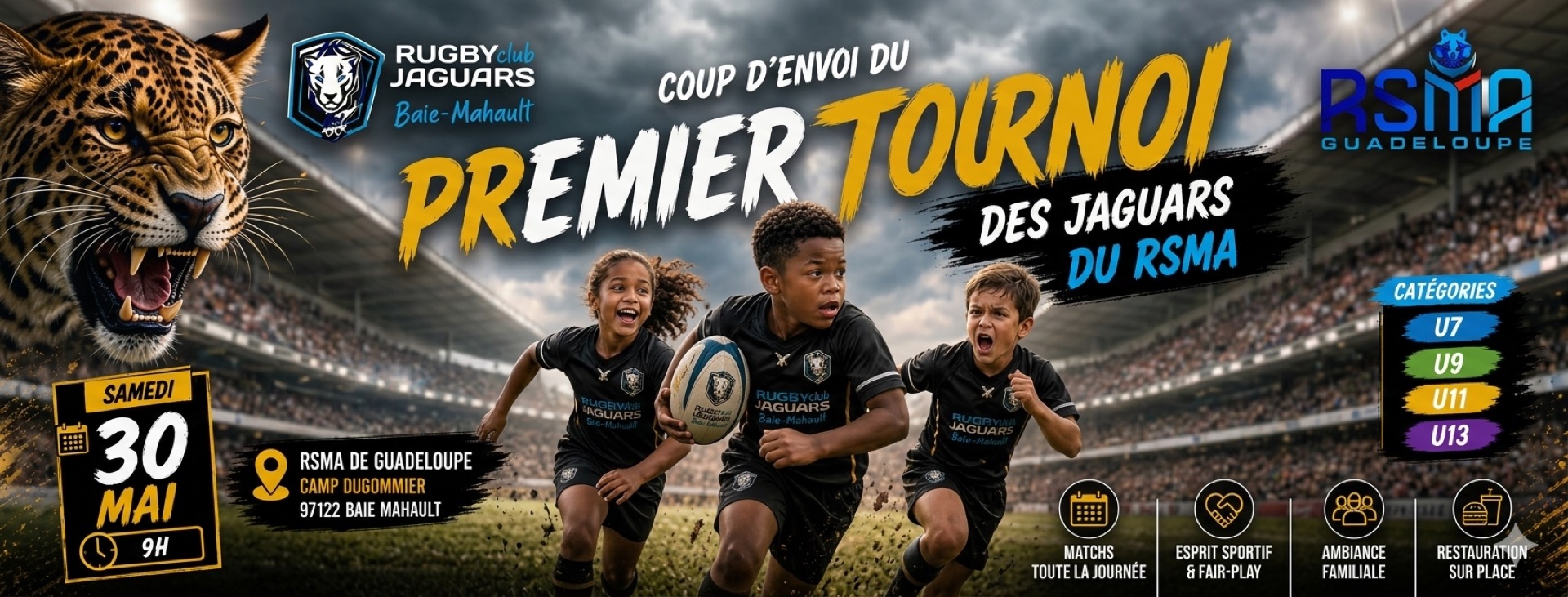 Affiche du premier tournoi des Jaguars du RSMA, 30 mai 2026